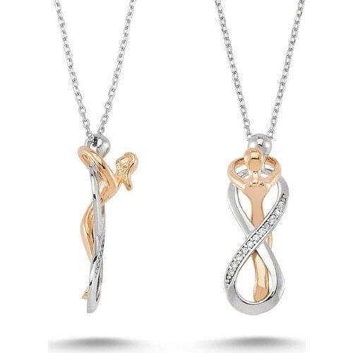 Necklace Couple Infinity Silver Embracing Each Other With Love Quality Infinity Love Reunion 2021 Fashion