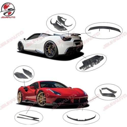 For 488 GTB Carbon Fiber Front Rear Diffuser Side Skirts Rear Spoiler Side Vent Intake Cover For 488 Accessories Car Styling