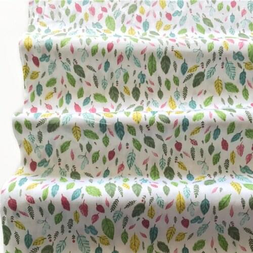 Romantic Colorful Leaf Printed Cotton Fabric Floral Fabric For DIY Sewing Bedding Quilting Clothing