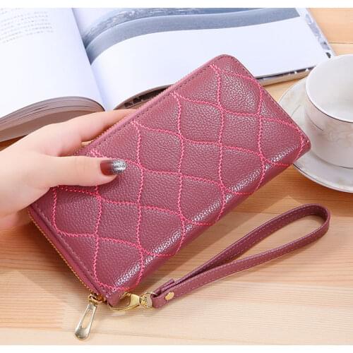 Wristband Wallets Luxury Brand Leather Zipper Coin Purses Embroidery Long Womens Wallet Female Pu Leather Card Holder Clutch