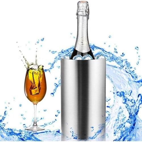UPORS Wine Cooler Bucket Beer Chiller Champagne Cooler Ice Bucket Bar Tool Stainless Steel Double Wall Wine Bottle Cooler Holder