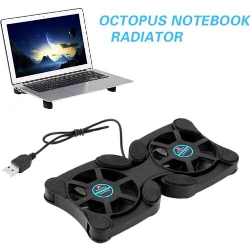 Foldable USB Cooling Fan CPU Cooler For 7-15 inch Notebook Laptop Mini Octopus Notebook Cooler Pad Quiet Stand Double Fans