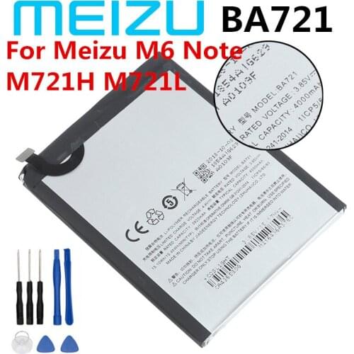 High Quality Original BA721 Battery Replacement 3920mAh Battery Parts For Meizu meilan note 6 M6 M721Q Smart Phone