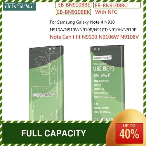 FERISING For Samsung Note4 battery for Samsung Galaxy Note 4 N910 N910F N910H bateria EB-BN910BBE 3220mAh With NFC Batteries