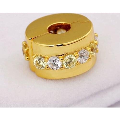 S925 Bead DIY Jewelry Shining Clips Stoppers fit Lady Bracelets Bangle Pave Crystals Lady Charms