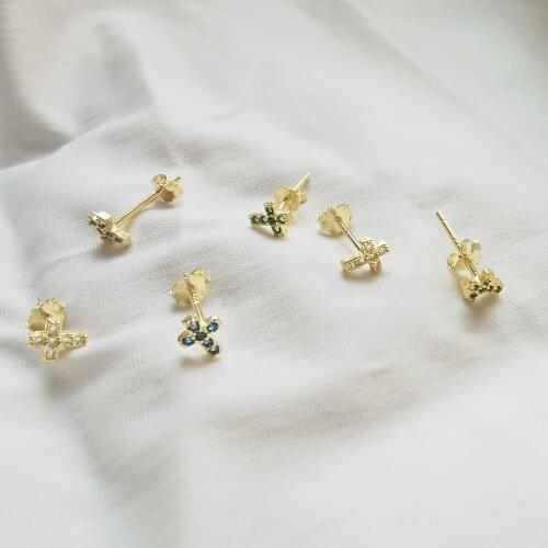 Original S925 Sterling Silver Cross Colorful Earrings Fashion 2020 Female Back Hanging Unique Statement Vintage Wholesale Kpop