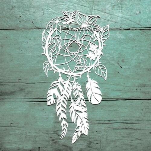 1PCS New Dream Catcher Cutting Dies Diy Metal Embossing Wreath Feather Die Cuts Scrapbook Carbon Steel Template for Card Making