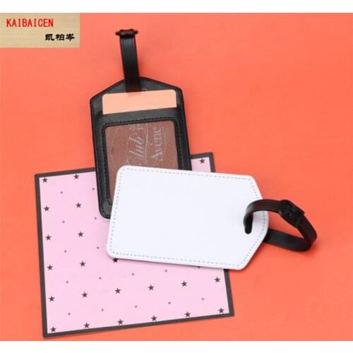 10pcs/lot Blank Sublimation PU Leather baggage tag Holder for Hot transfer Printing Leather Blank DIY with card bag