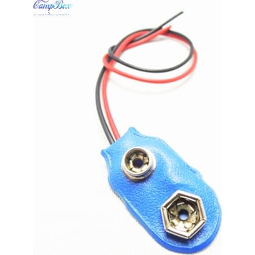 10Pcs Blue I-Type 9V PPP3 Battery Wire Junction Snap Clip Case Socket With Wires