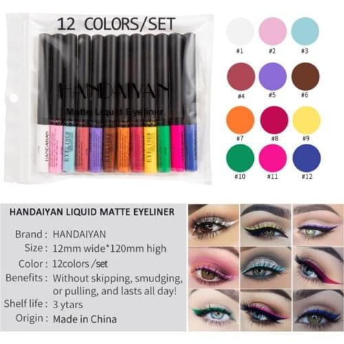 12 Colors Waterproof Eyeliner Eye Cosmetics Shadow Lasting Sexy Charming Sexy Eye Liner Pen Fashion Makeup Tools Eyeliner Kit