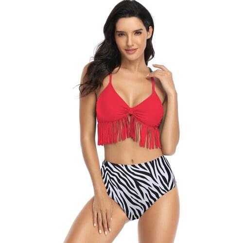 2020 Red Sexy Swimsuit For Women Girls Beach Wear Two Piece Swimsuit For female Women Plus Size Swimwear High Waist Bikini