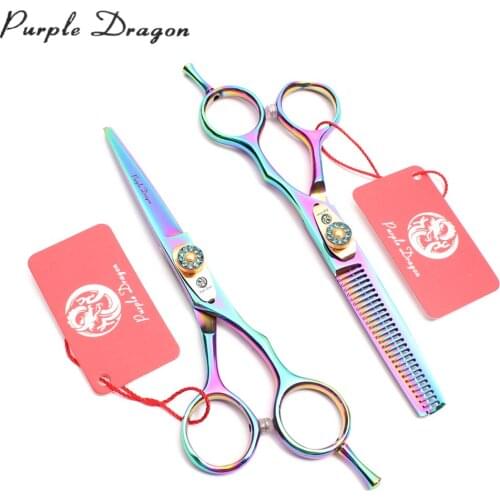 5.5" Purple Dragon 440C Colorful Professional Hairdressing Scissors Straight Shears Thinning Scissors Salon Hair Scissors Z1020