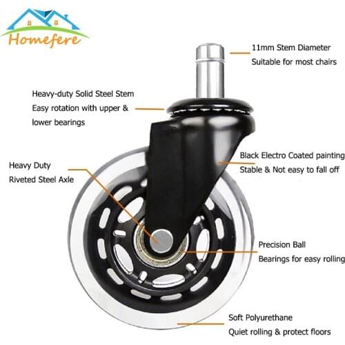 5Pcs Furniture Casters Wheels This Item Only Sales 1 inch/4Pieces Soft Rubber Swivel Caster Roller Wheel For Flower Wearing Part