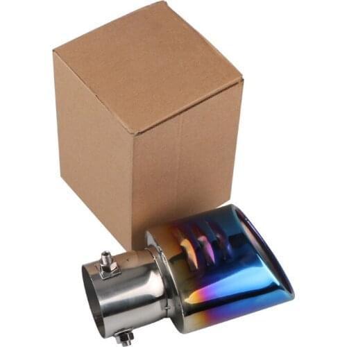 63mm Inner 105mm Outer Car Exhaust Tips Stainless Steel Oval Muffler Pipe Universal for Auto SUV Blue Rear Exhaust Pipe 3 Bolt