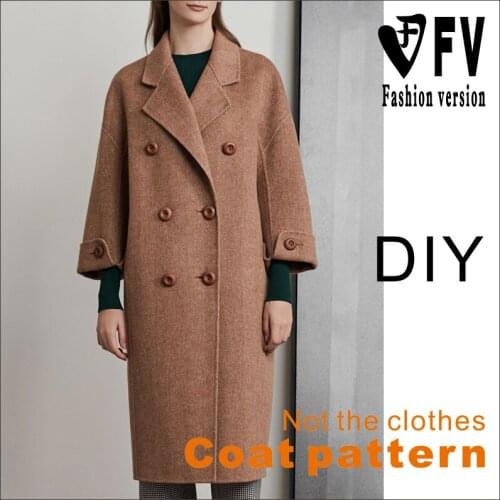 Big-brand double-sided cashmere coat pattern womens mid-length windbreaker coat design pattern 1:1 sewing pattern BFY-261