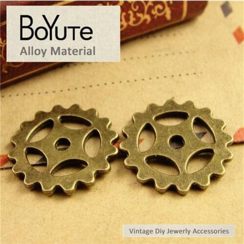 BoYuTe (100 Pieces/Lot) 17MM Wholesale Antique Bronze Plated Zinc Alloy Steampunk Charms Gear Pendant Diy Metal Jewelry Making