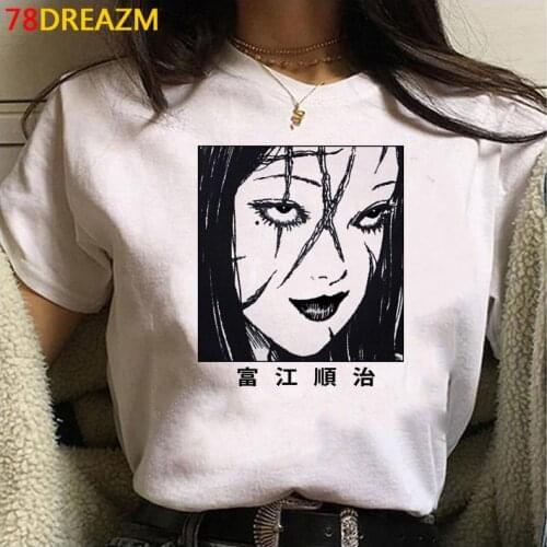 Junji Ito Tomie Shintaro Kago summer top male 2021 plus size print white t shirt tshirt t shirt hip hop white t shirt