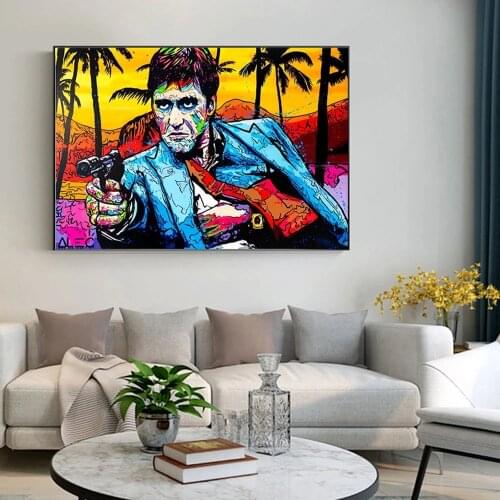 Graffiti Tony Montana Art Poster Famous Movie Portrait Canvas Painting Print Wall Art Pictures For Living Room Decor No Frame