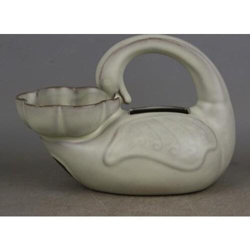 Song Dynasty Ru Kiln porcelain Moon White Glazed Swan Vase ,Hand painted crafts,Home Decoration,collection & adornment