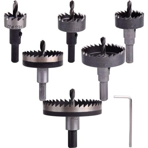 LETAOSK 6Pcs 22-65mm HSS Saw Tip Drill Bit Hole Cutting Tool for Stainless Steel Wood Metal Accessories