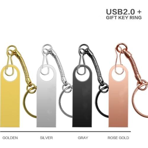 Metal usb flash drive 64GB 32GB 16GB 8GB 4GB pen drive pendrive флешка waterproof silver u disk memoria cel usb stick gift chain