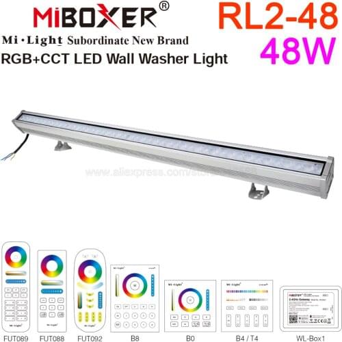 MiBoxer RL2-48 AC110-240V 48W RGB+CCT LED Wall Washer Light Waterproof IP66 Outdoor Light,Dimmable RGB CCT Subordinate Lamp