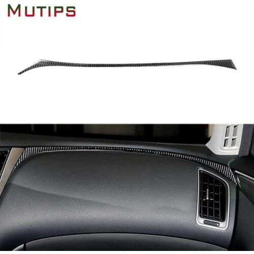 Mutips Car Interior Dashboard Right Side Strip Trim Frame Carbon Fiber Sticker Cover Accessories For Infiniti Q50 Q60 2013-2019