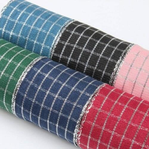 New 1-1/2 38mm silver plaid ribbon 10 yards DIY handmade materials gift wrapping sewing fabrics Polyester belt