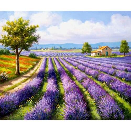 Scenery Full Round Full Drill Lavender Mosaic DIY Diamond Painting Cross Stitch Embroidery Home Decorative Craft Wall Painting