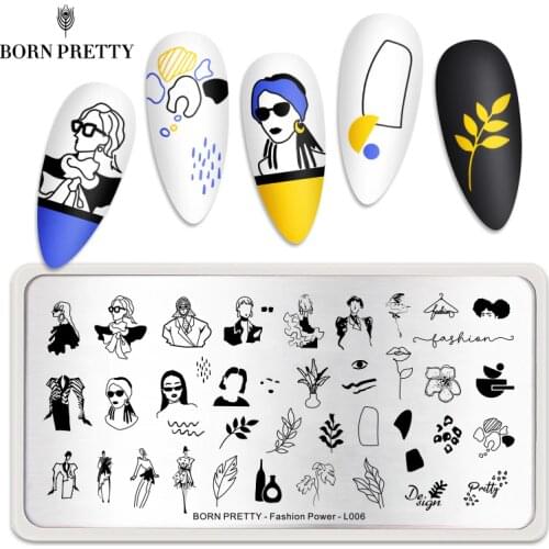 BORN PRETTY Stamping Plates Nail Board Punk Style Womens Pattern Nail Art Board Template Stainless Steel Nail Design