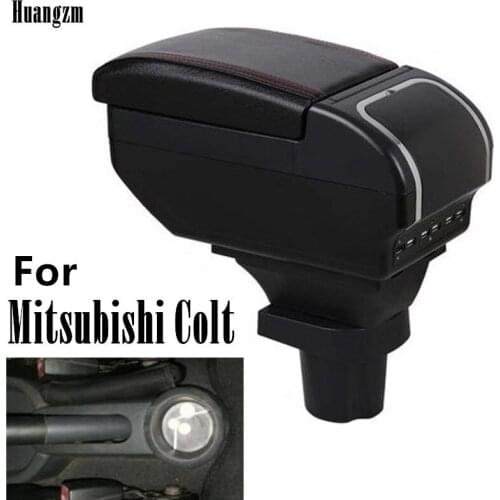 For Mitsubishi Colt Armrest box central Store content box with cup holder ashtray with 9USB interface
