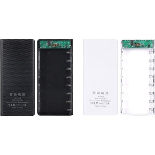 Portable External Box without Battery Powerbank Protector C18 Dual USB LCD Power Bank Shell 8x18650 Battery Case Q81E
