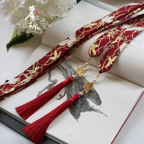 Chinese Clothing Crane Series Ancient Costume Men And Women Tassels Hair Accessories Hair Band Headdress Ribbon Hair Band