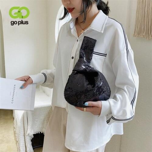GOPLUS 2021 Simple Style Wind Simple Knot Wrist Bag Mobile Phone Key Soft Small Bag Paillette Handmade Square Pump belt Bag