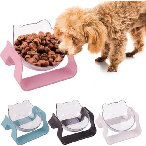Transparent Pet Feeding Bowl with Raised Stand Cat Ear Shape Feeder Puppy Cat Eating Drinking Dish Pet Food Water Bowl