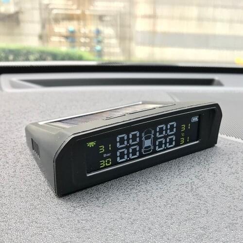 Solar Tire Pressure Control System Tire Pressure Gauge System With 4 Sensors For