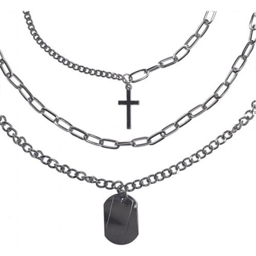 2021 Stylish HIp Hop Cross Pendant Necklaces For Women Men Punk Cool Trendy Style Link Chain Necklace Fashion Jewelry Gifts