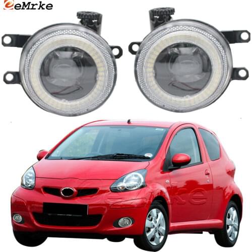 2in1 LED Angel Eye Daytime Running Lights DRL + Cut-Line Lens Fog Lights for Toyota Aygo 1st Gen. 1st facelift 2009-2011 2012
