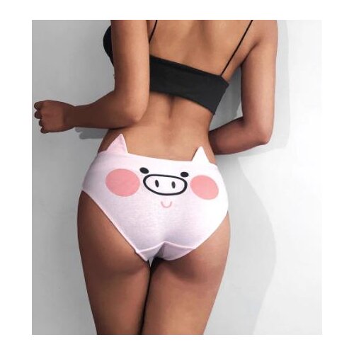 Pink Pig Print Panties Cotton Underwear With Ear Cute Chinese panda Cartoon Briefs Panties Sexy Underpants Girls Thongs lingerie