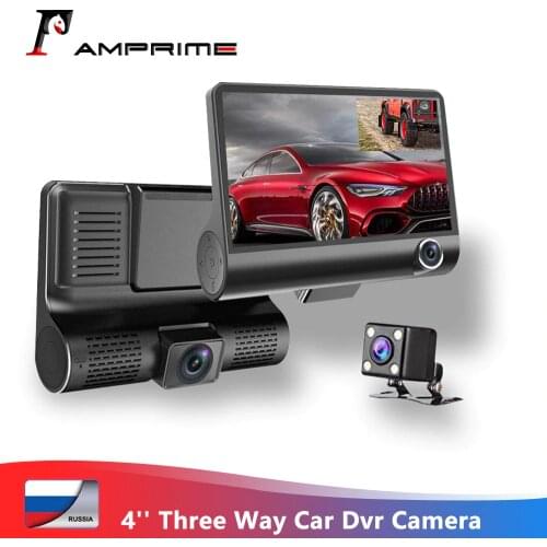 AMPrime 4'' Three Way Car Dvr Camera Three Lens Video Recorder auto 170 Wide Angle Dash Cam G-Sensor Night vision Camcorder