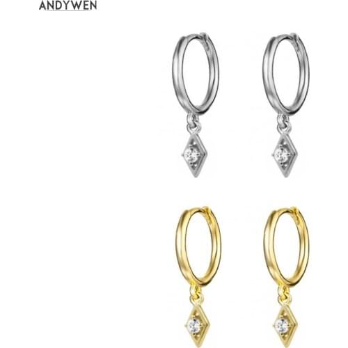 ANDYWEN 925 Sterling Silver Slim Lucky Eye Round Earring Crystal CZ Zircon Luxury Dangle Piercing Pendiente Ohrringe Jewelry