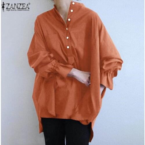 Vintage Puff Sleeve Shirts Womens Spring Blouse ZANZEA 2021 Casual Drawstring Blusas Female Button Down Tunic Oversized Chemise