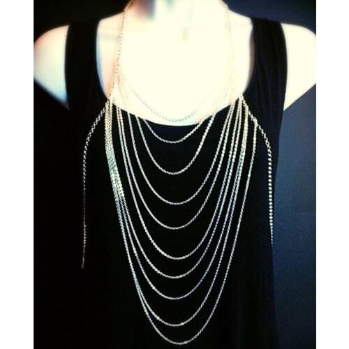 Sexy Multilayer Long Tassel Body Chains Necklace Fashion Punk 2017 Bikini Harness Beach Jewelry for Women joias de corpo