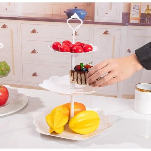 1set 3 Tier Cake Stand Afternoon Tea Wedding Plates Party Tableware New Bakeware Plastic Tray Display Rack Cake Decorating Tools