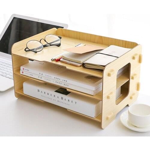1pcs 2480 simple three-tier desktop racks office documents debris storage management rack multi-functional storage box