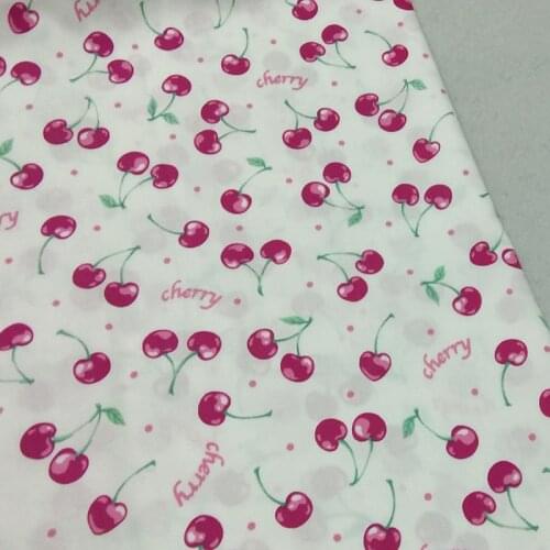 100% Cotton viaPhil Brand Fresh Fruit Cherry Printed Fabric Floral Fabric Patchwork Cloth Dress Home Decor
