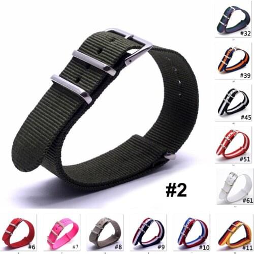 100Pcs/set 18mm 20mm Nato Army Sport Brand Woven Belt Watch Accessories Wristband Belt Buckle Bands Green 20mm Watch Strap