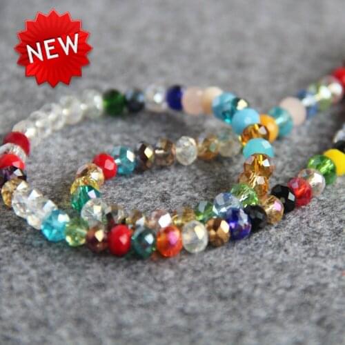 New For Necklace&Bracelet 4*6mm Multicolor Faceted Blue Colorful Glass Crystal Loose Beads 100pcs DIY Fashion Jewelry Making