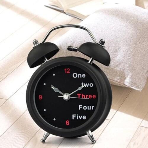 100pcs2017 Hot Popular Arrival Classic Number/English Retro Double Bell Desk Table Alarm Clock Black Drop Shipping & Wholesales