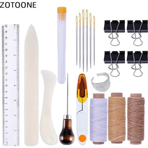 20pcs/set Leather Tool Set Handmade Sewing Set Thread Needle Thimble Ruler Scissors Clips Hook Cone DIY Leather Art Tools E